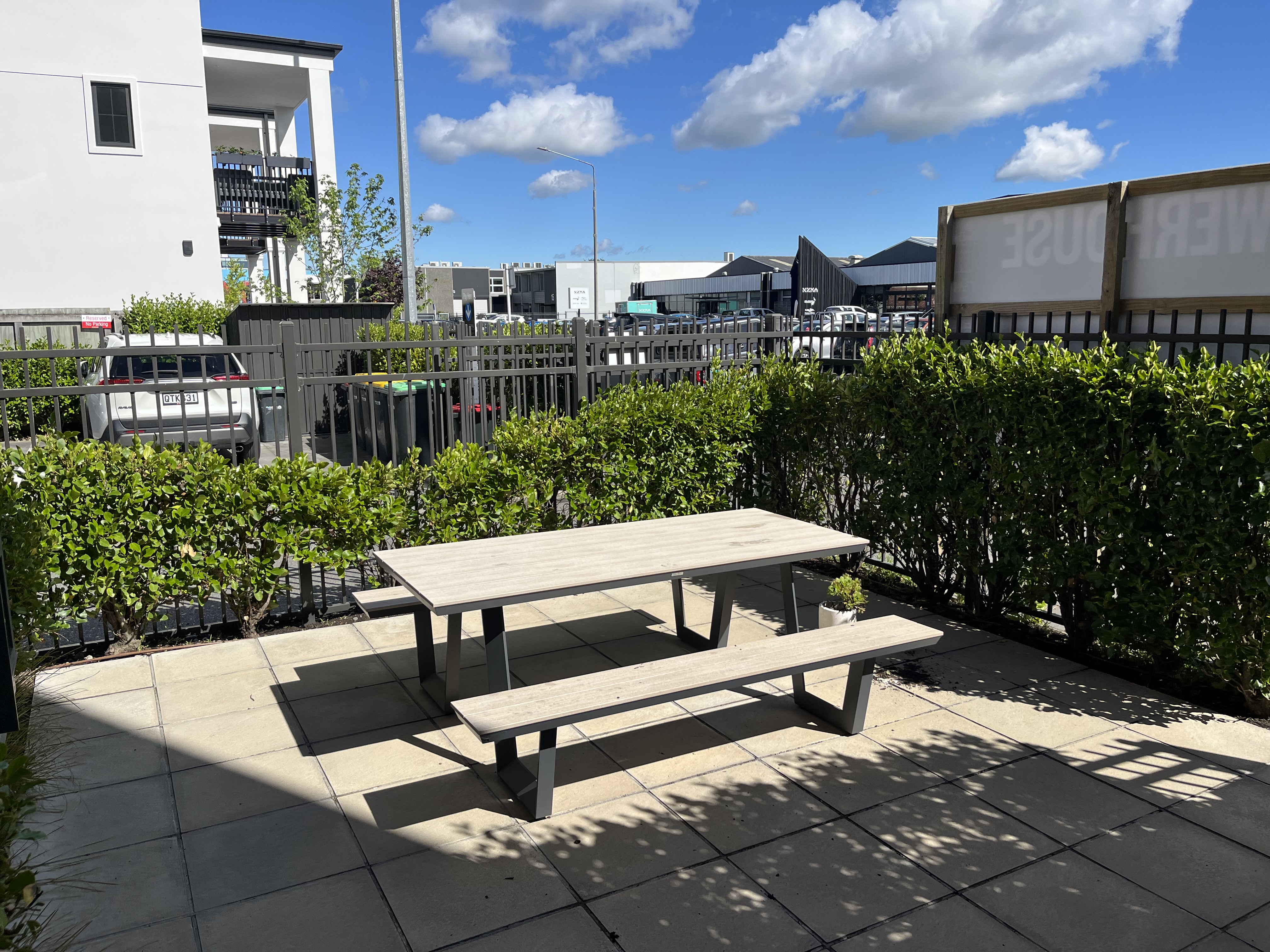 Outdoor courtyard and table